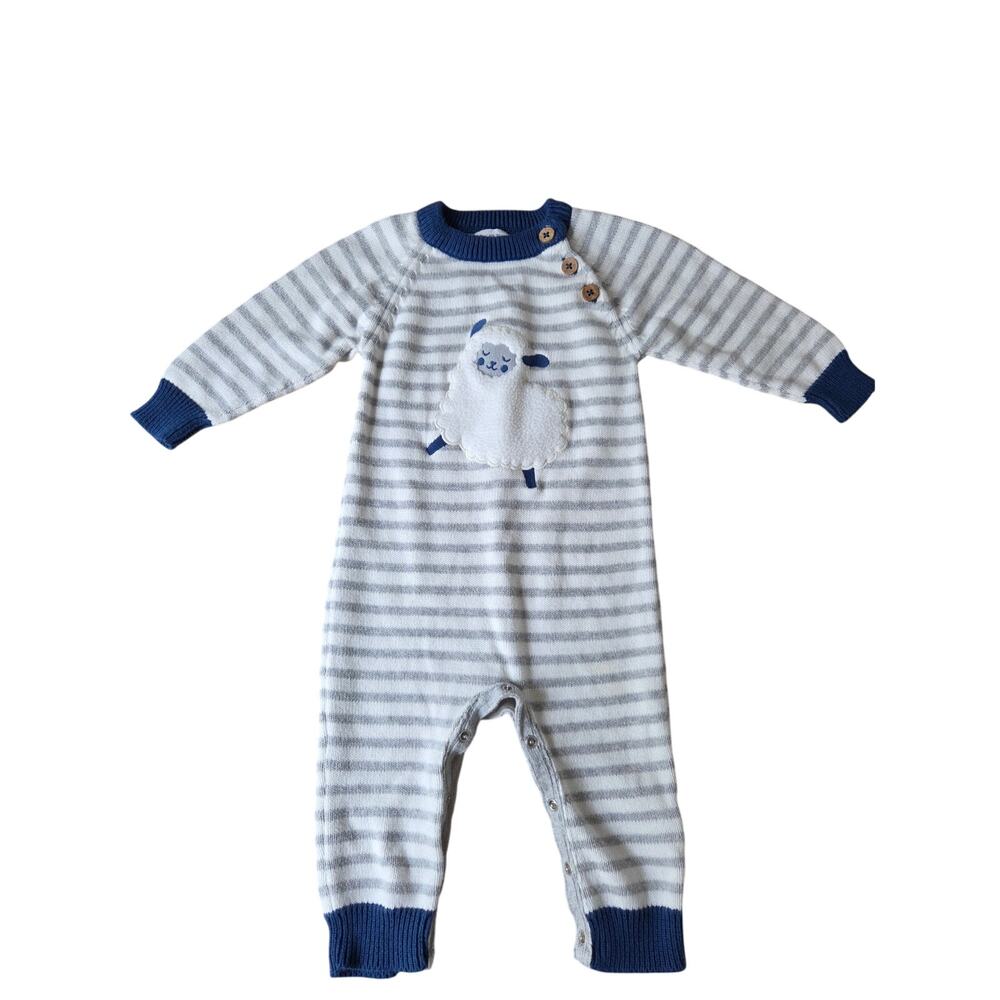 Kite Organic Cotton Striped Sheep Romper